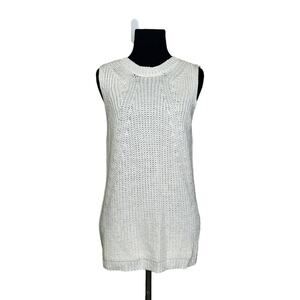 Philosophy Ivory Crew Neck Sleeveless Cable Knit Sweater M